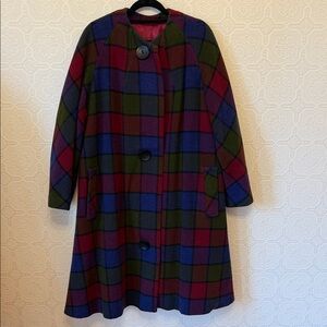 Vintage Lassie Mod 1960s Plaid Multicolor Women's Coat Size L/XL